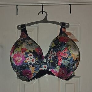 Cacique Women's Vibrant Floral Bra - Full Coverage Blue and Pink